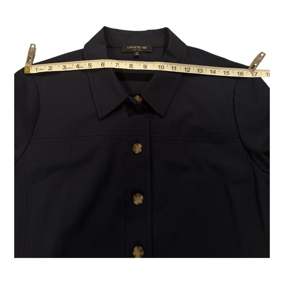 Lafayette 148 New York Kylie Short-Sleeve Navy Shirt Dress Sz 10 Classic Casual - Picture 6 of 13